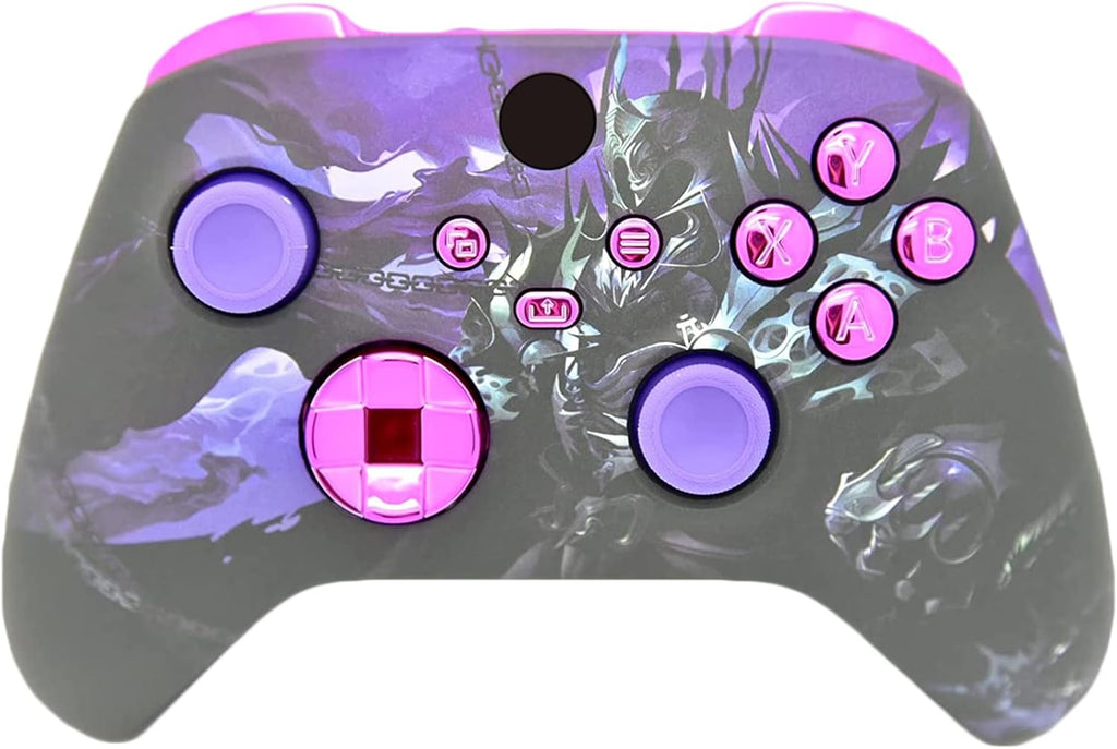 Hand Airbrushed Fade Custom Controller Compatible with Series X/S & One (Series X/S Purple Knight W/Purple Chrome Inserts)