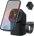 3 in 1 Wireless Charging Station for iPhone 17/16/15/14/13/12 Pro Max, Qi 2 Certified 15W Fast Charging Magnetic Charger Stand for Magsafe Phone, AirPods, Smart Watch (Black)
