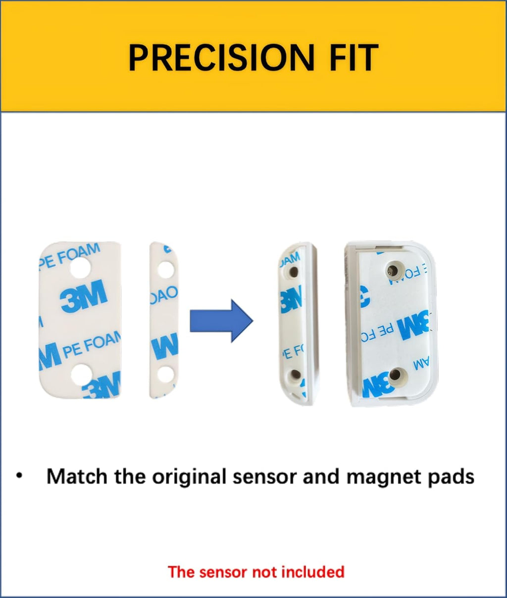 Adhesive Replacement Strips for Ring Contact Sensor 2nd Gen - Pre-Cut Double-Sided Tape 12-Pack (12Sensor&12Magnet Pads), No Cutting Needed, Secure Mounting for Door/Window Alarm Systems (24 Pack)