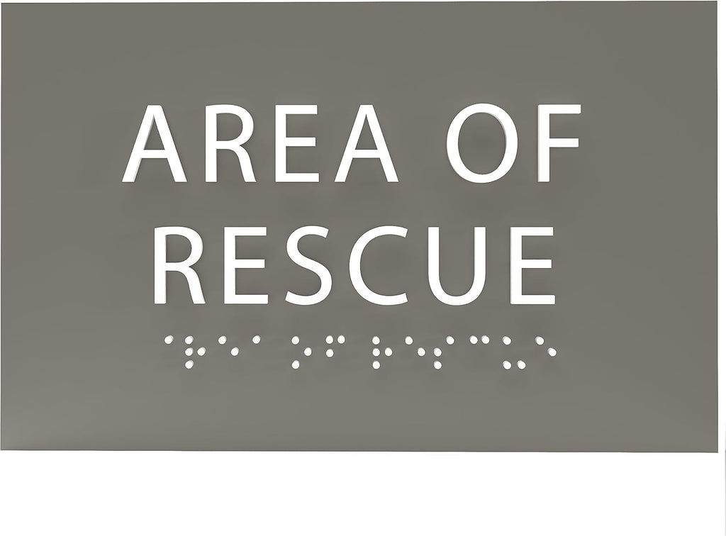 6" X4" Area of Rescue Sign - ADA Compliant Tactile Graphics Grade 2 Braille Text Wall Sign | Emergency Assistance, Refuge Place Sign for Schools, Offices, Apartments & Restaurants