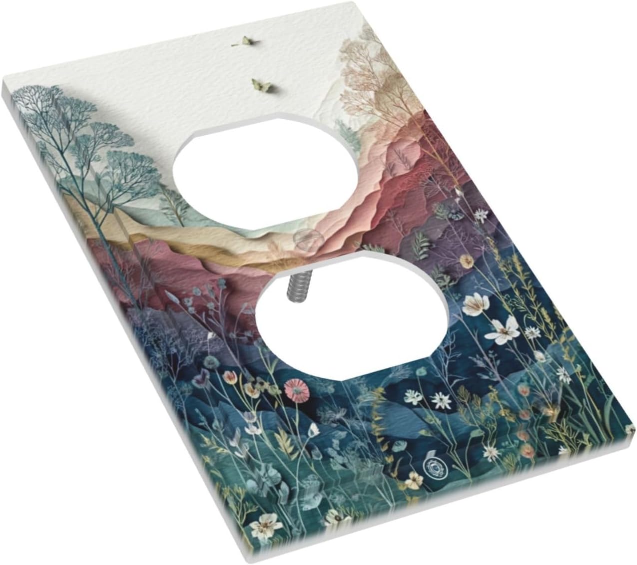 Wildflowers Rustic Flowers Floral Plants Duplex Outlet Wall Plate Cover Vintage Mountain Decorative Light Switch Covers Electrical Faceplate Switch Plates for Bathroom Kitchen Home