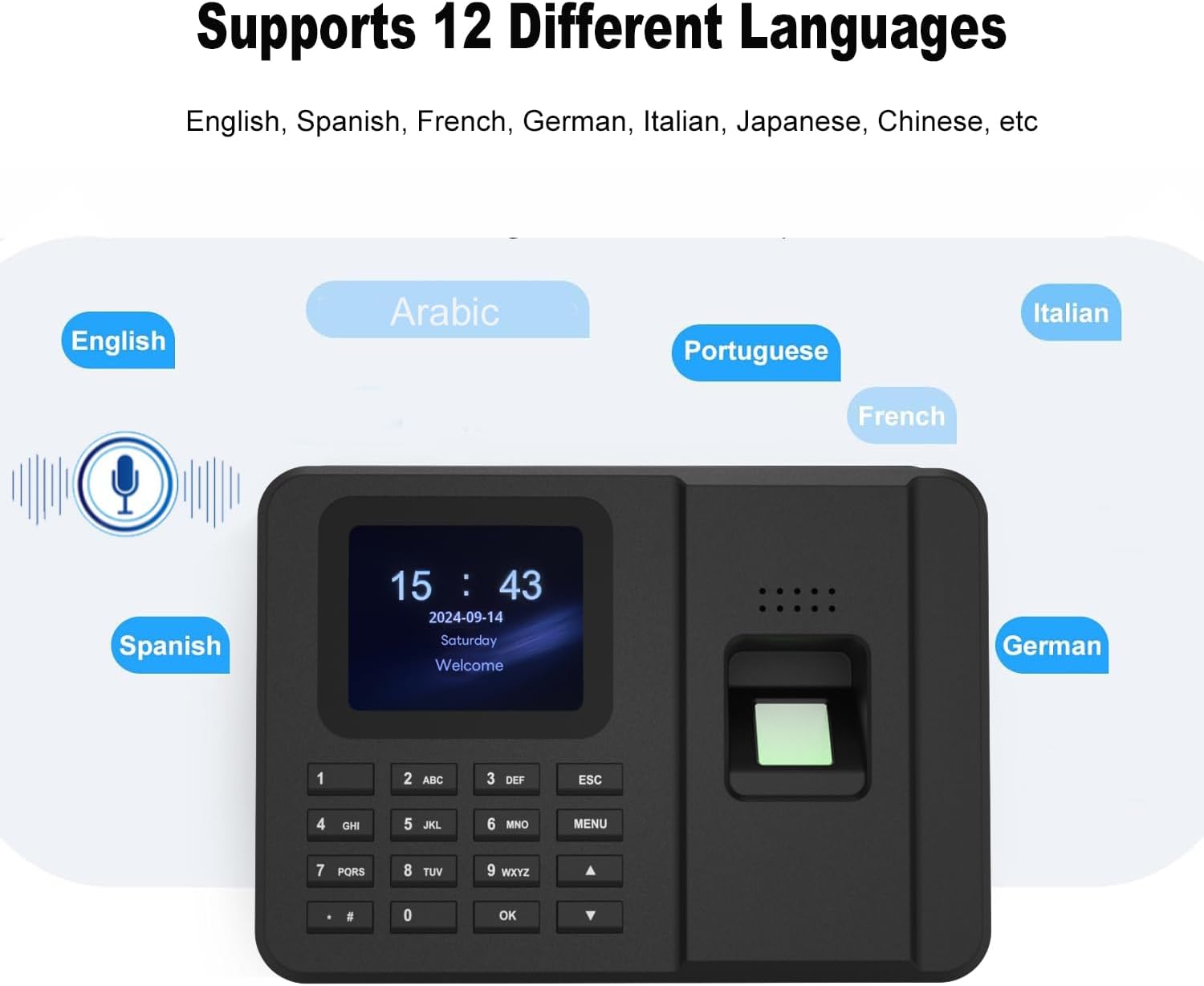 Time Clocks for Employees Small Business, Fingerprint + PIN, Biometric Clock in and Out Machine for Employees, No Monthly Fee, No Software Required
