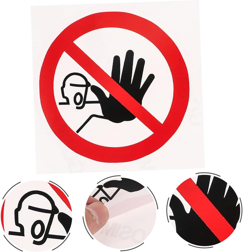 5pcs No Admittance Warning Signs Self-Adhesive Safety Decals Caution Stickers for Factories Construction Sites and Hazardous Areas Vinyl