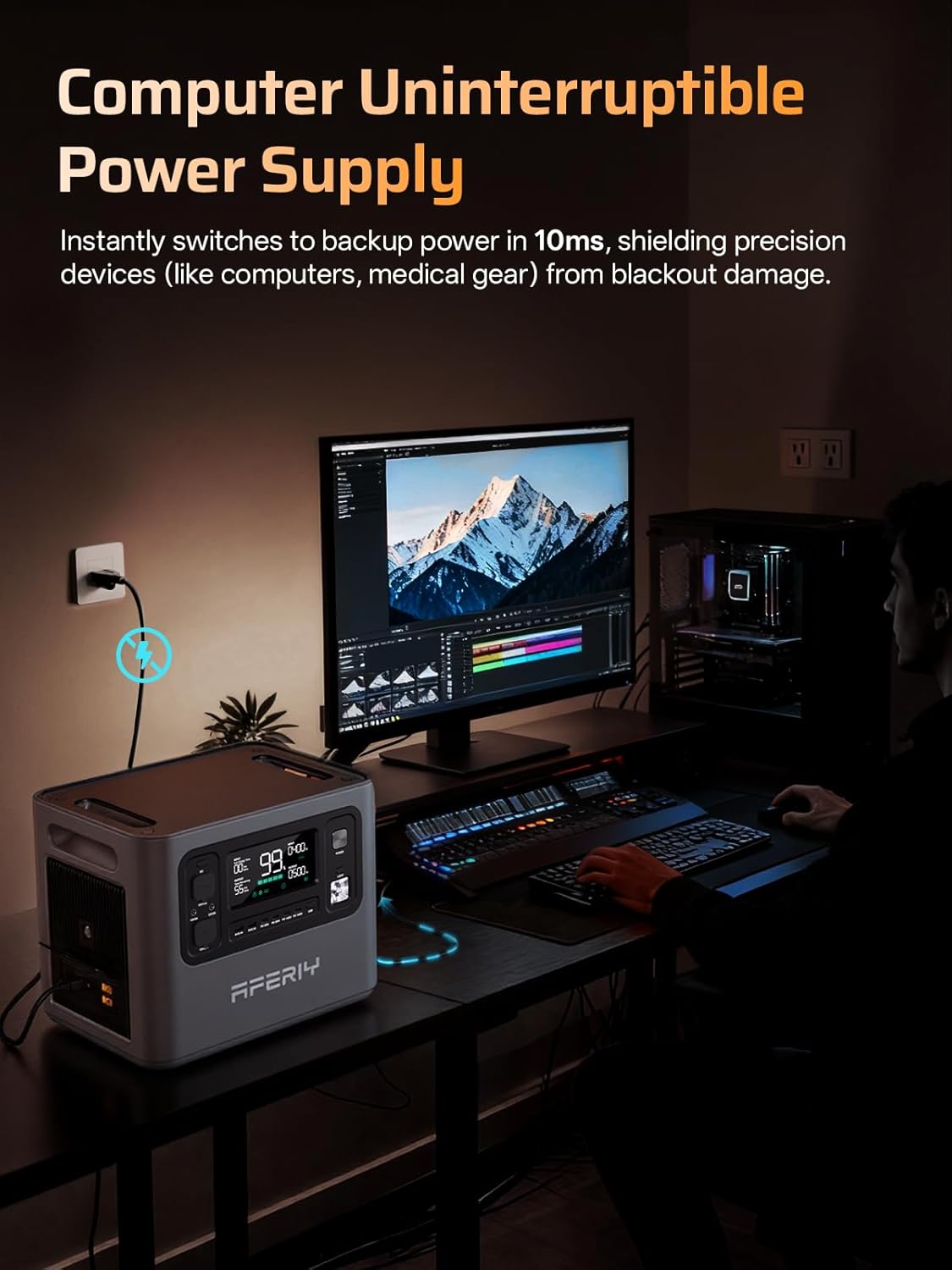 AFERIY P280 2800W Portable Power Station with 400W Solar Panel, 2048Wh LiFePO4 Battery,Expandable to 10kWh,1800W AC Charging Less 38 mins,UPS Solar Generator for Home Use,Power Outages,Camping,and RVs