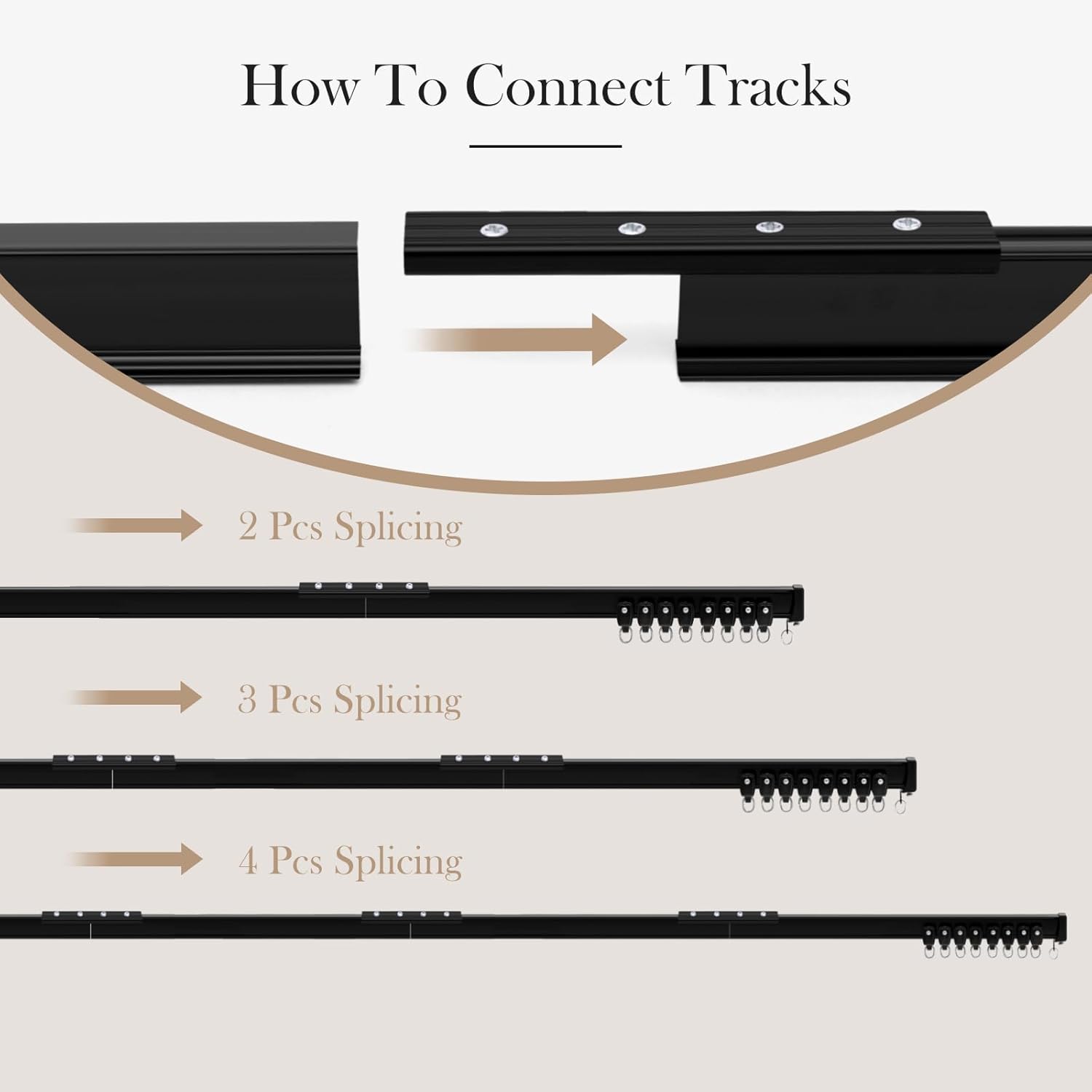 Flexible Ceiling Curtain Tracks, Ceilings Track for Curtains, Aluminum Curtains Track Ceilings Mount,Wall Mount Curtain Rail, Ceiling Curtain Rod, Sliding Curtain Tracks with Clips (Black 6FT)