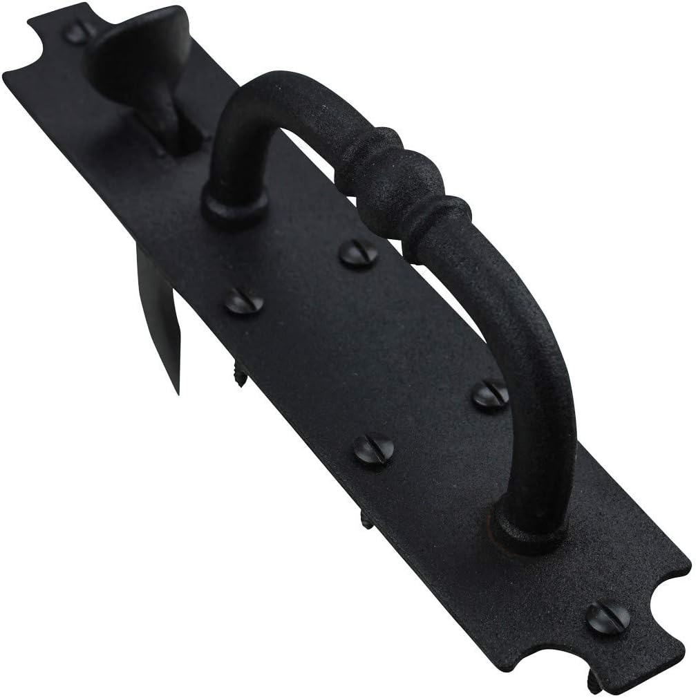 Renovators Supply Manufacturing Black Cast Iron Norfolk Door Latches Traditional Gate Or Door 8" Tall Thumb Latches Black Powder Coated Two Sided Gate Latch Locks with Mounting Hardware Pack of 10