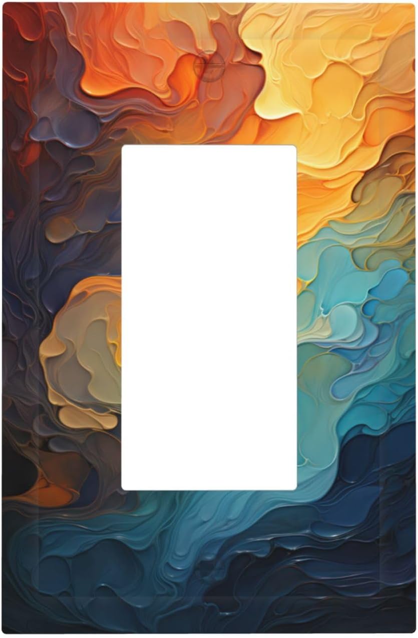 Outlet Covers Abstract Colorful Modern Luxury Rainbow 1 Gang Wall Plates Single Rocker Light Switch Covers Decorative Switch Plates Electrical GFCI Panel Covers for Home Office Decor 5 X 3 IN