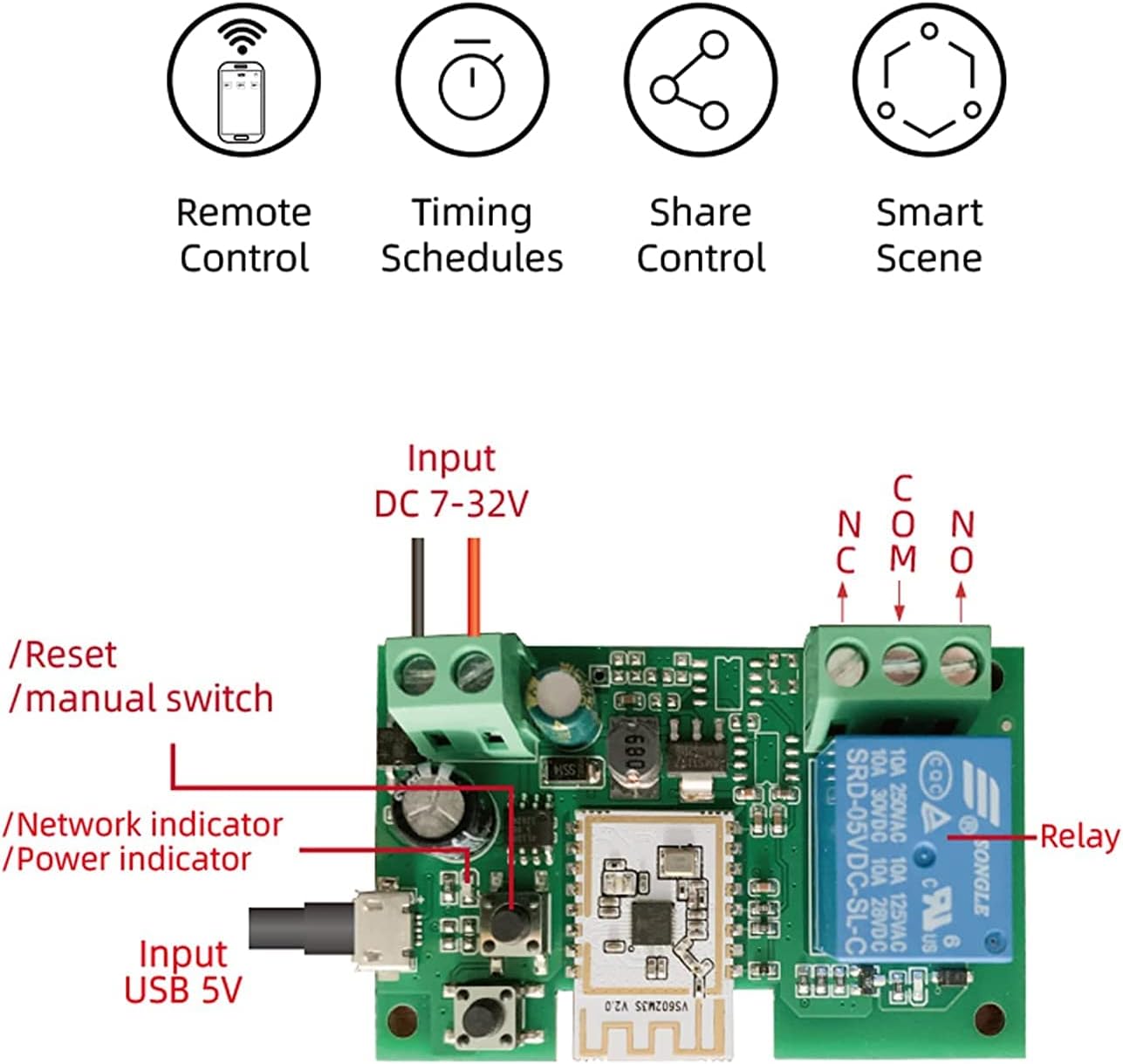 Smart Switch Momentary/Latching WiFi Relay, eWeLink App Bluetooth Control Switch, DIY Smart Home, Compatible with Alexa Google Home