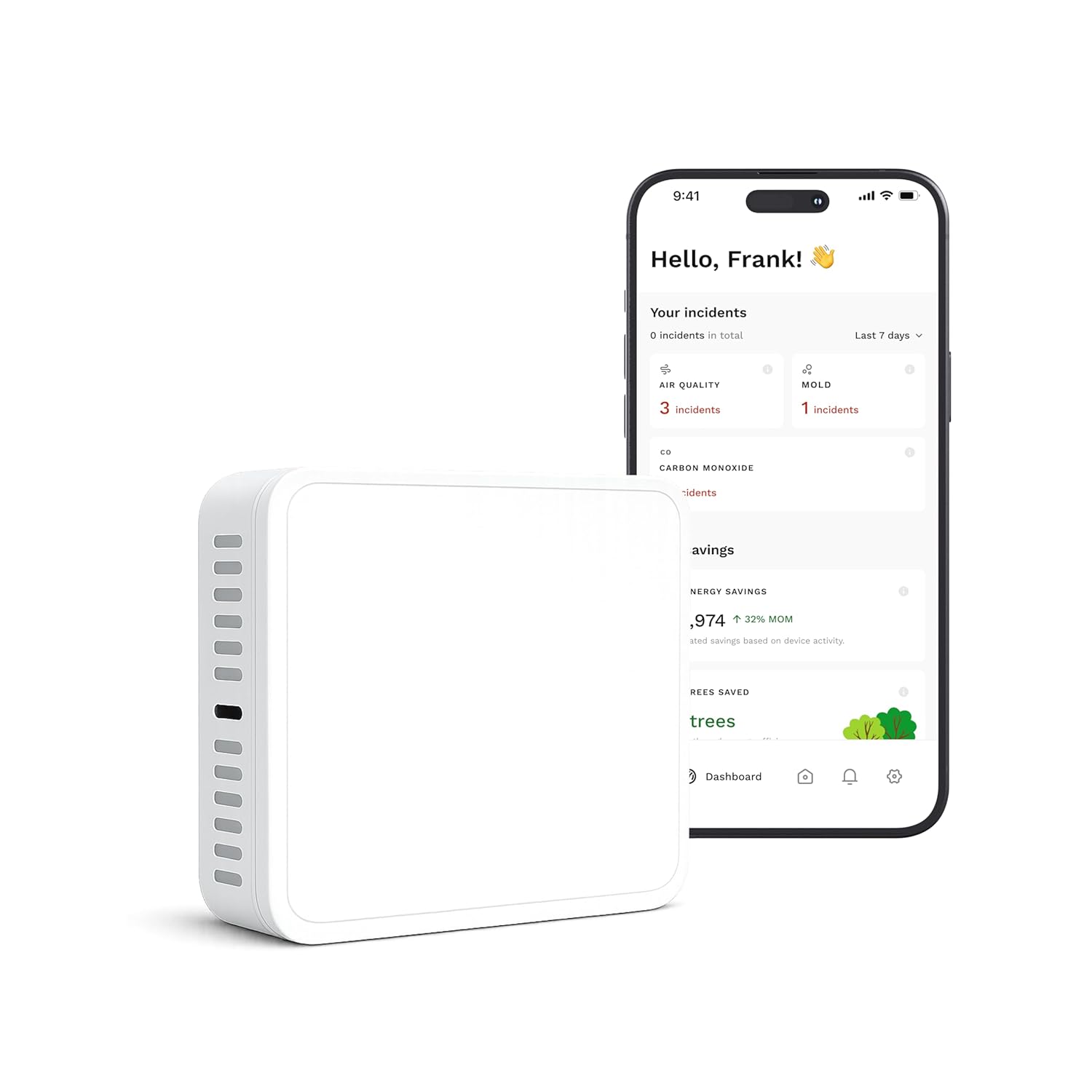 Air Quality Sensor & Air Quality Monitor Indoor – Smart Indoor Air Quality Monitor with PM2.5, VOC, Temperature & Humidity | Air Quality Tester for Home, Office & Rentals