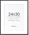 Fun Memories Black Picture Frame 24x30, Oak Wood Poster Frames 24 by 30, 24 x 30 Picture Frames with Tempered Glass, 18x24 Frame Matted to 24x30, Large Wooden Photo Frame 24x30, 1 Pack