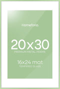 Homeforia 20x30 Frame Sage Green, High End Metal 20x30 Picture Frames with Mat 16x24 inch Photo, 20 x 30 Sage Green Poster Frame Matted to 16 by 24 Art, 30x20 Frame, Tempered Glass, Wall Kit, Set of 1