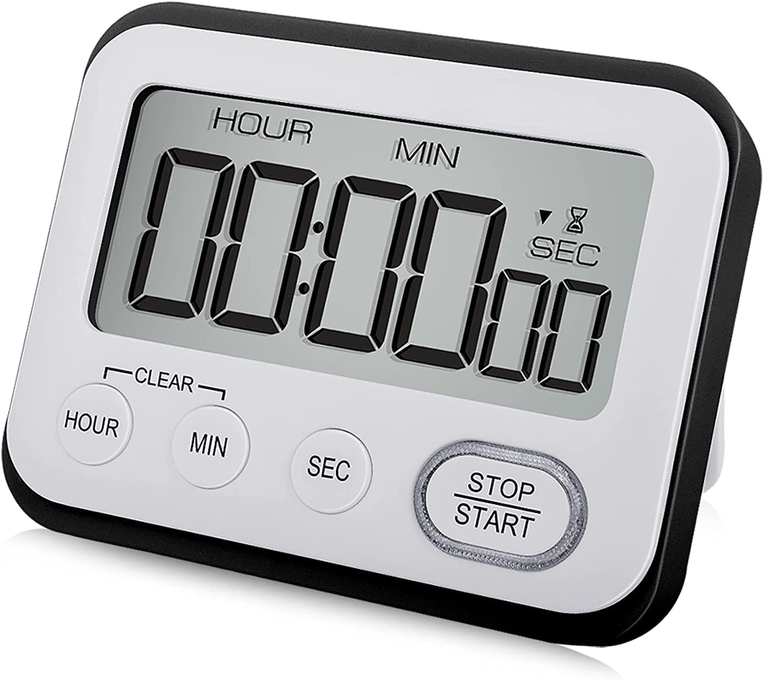Digital Kitchen Timer Magnetic Loud Alarm, Large LCD Screen Silent/Beeping Multi-Function for Teachers Classroom Kids, Black