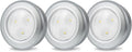 LUXSWAY Puck Light, LED Tap Light Push Lights, Battery Operated Stick On Night Light, Portable Under Cabinet Lights and Counter Lighting for Kitchen Sink, Shelf, 3-Pack, Silver