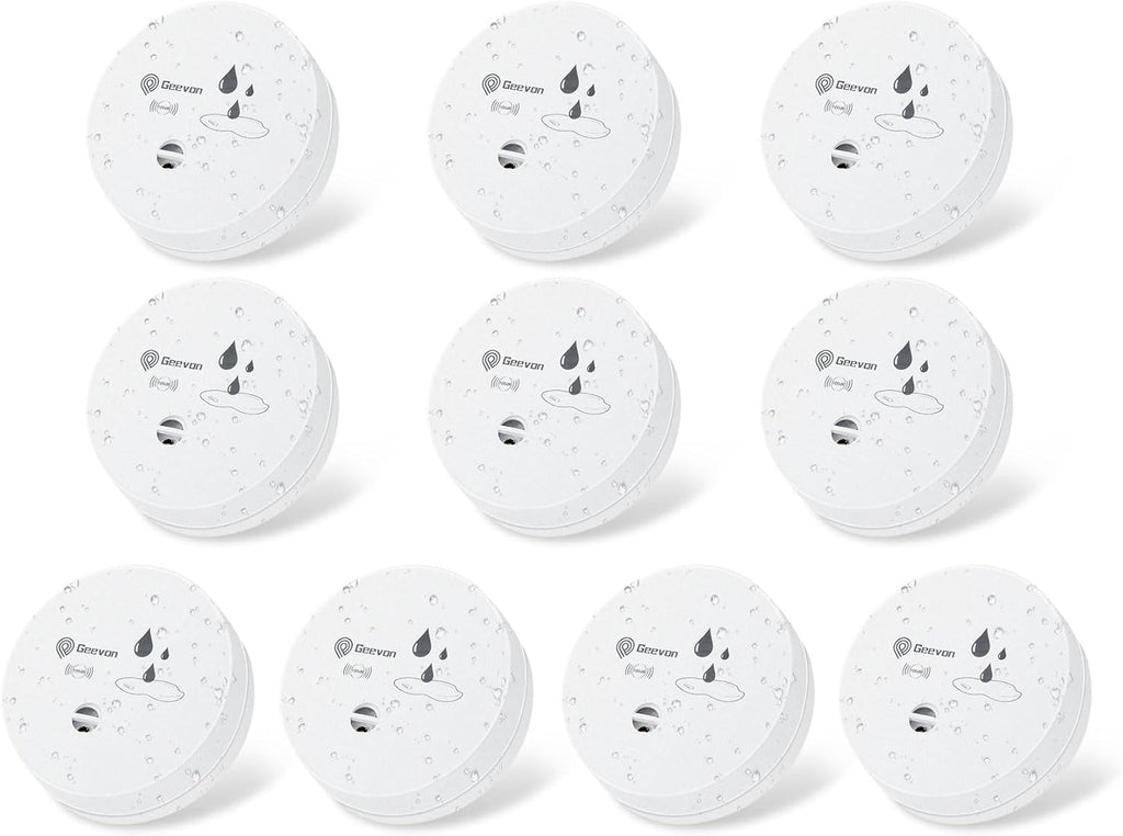 Geevon 8 Pack Water Leak Detectors, 100dB Water Sensor Alarms Flood Detector for Basements, Bathrooms, Laundry Rooms, Kitchens, Garages, and Attics, Water Alarms Battery-Operated (Battery Included)