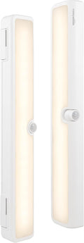 Amazon Basics LED USB/Battery Operated Light Bar, Swivel Motion Sensor, Stick on Lights, 250 Lumens, 12 Inches, Under Cabinet Lighting, Closet, Kitchen, 2 Pack, White