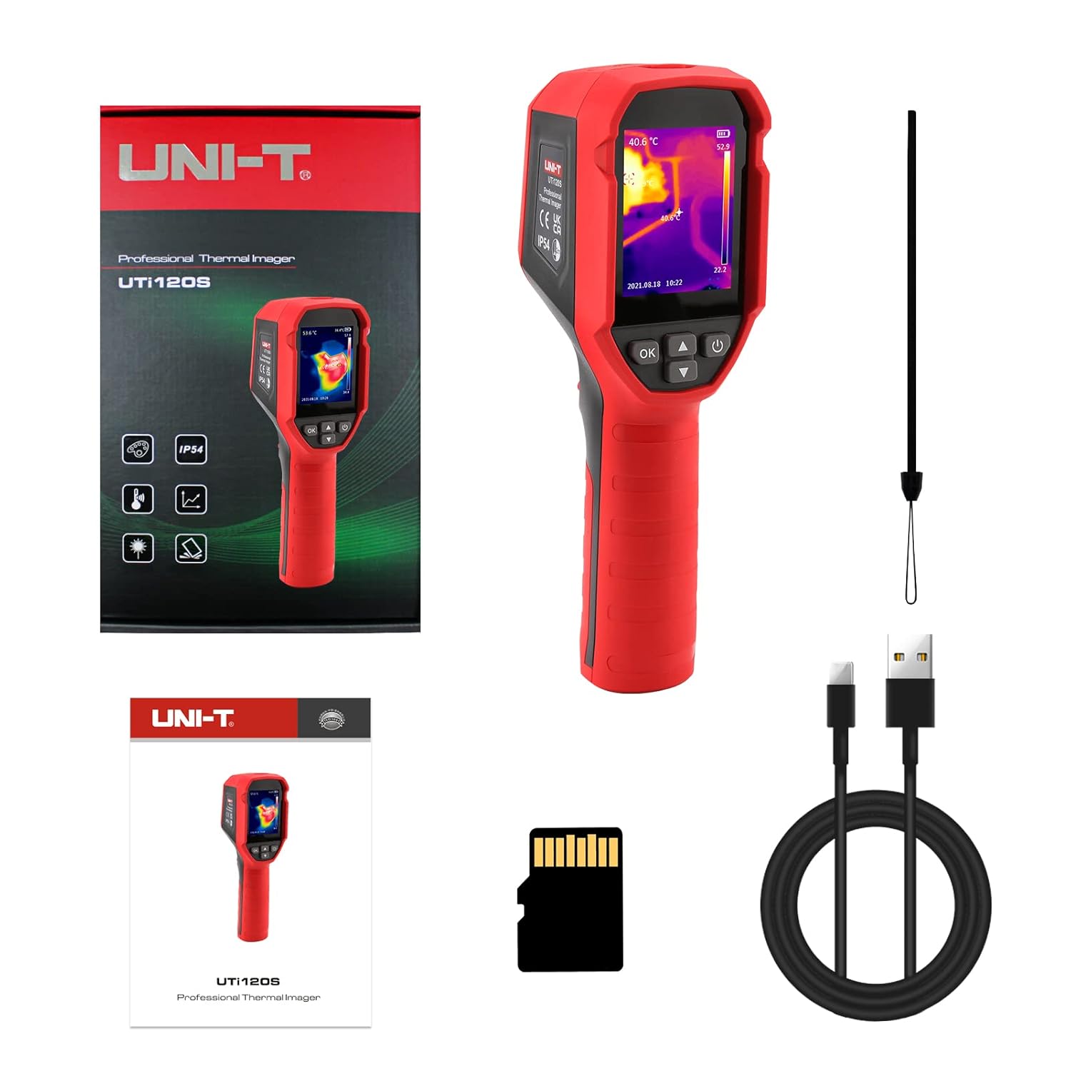 UNI-T UTi712S Infrared Thermal Camera 120x90 IR Resolution Thermal Imager 10800 Pixels,Handheld Thermal Imaging Camera, Supports 5 Languages IP54 Rechargeable 32GB MicroSD