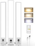 EZVALO 3 Pack Under Cabinet Lighting, 4000mAh Rechargeable Motion Sensor Light, 16inch Magnetic Closet Lights with Dimmable & 3 Color Temps, Wireless Motion Activated Lights with Remote for Kitchen