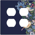 Decorative Outlet Covers Vintage Blue Morris Strawberry Thief Bird Flower 2 Gang Wall Plate Cover Double Duplex Receptacle Two Switch Light Switch Cover Plate Faceplate