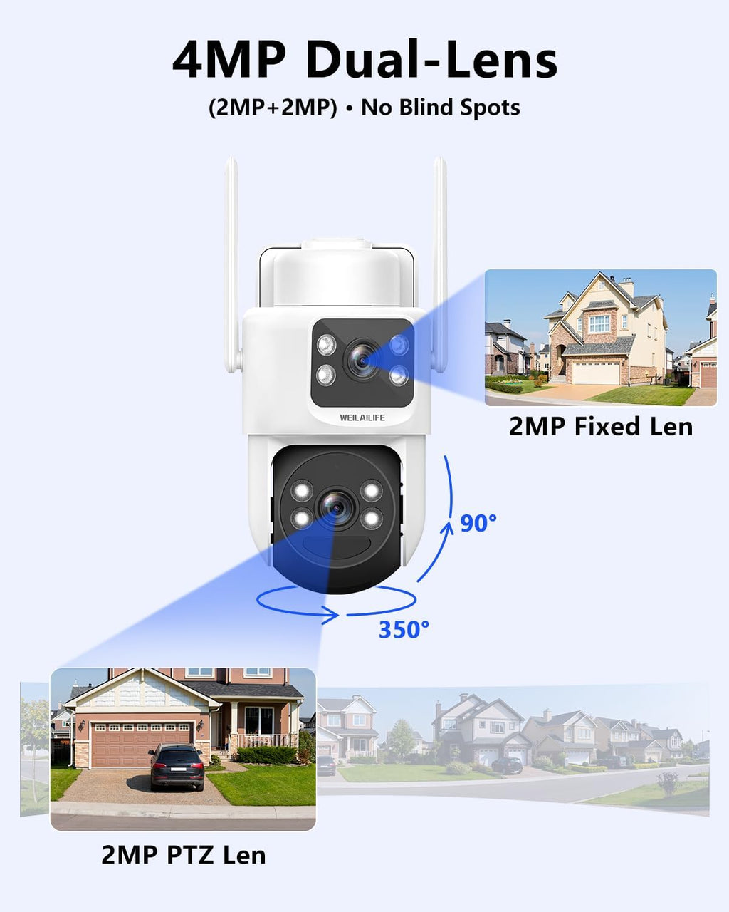 【Auto Tracking & 2-Way Audio】 Solar Powered PTZ Camera System, Wireless Outdoor Security Cameras, WiFi Home Video Surveillance Systems DVR Kits