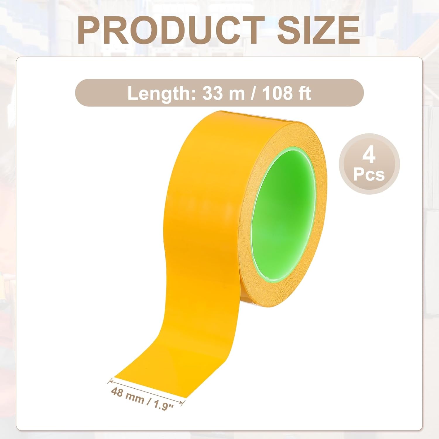 PATIKIL Floor Marking Tape 2 Inch x 110 Ft, 4 Pcs Self-Adhesive Warning Safety Tape Caution Stripe for Walls Floors Pipes Equipment Outdoor, Yellow