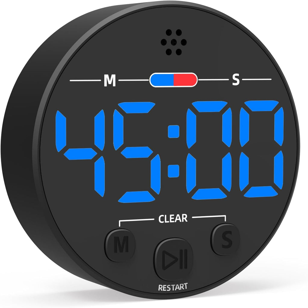 Large LED Digital Timer, Magnetic Countdown Loud Timer for Kitchen Cooking, Classroom Whiteboard, Kids, Toddler, Game, Productivity, Focus, Work, Task, Office, Meeting – Small, Simple, Visual, Blue