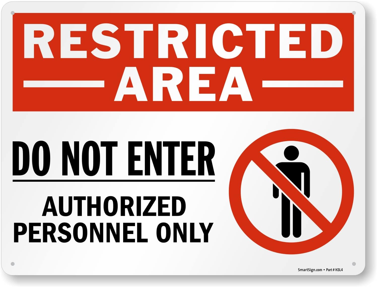 SmartSign 18 x 24 inch “Restricted Area - Do Not Enter, Authorized Personnel Only” Sign with Symbol, Digitally Printed, 55 mil HDPE Plastic, Red, White and Black, Made in USA