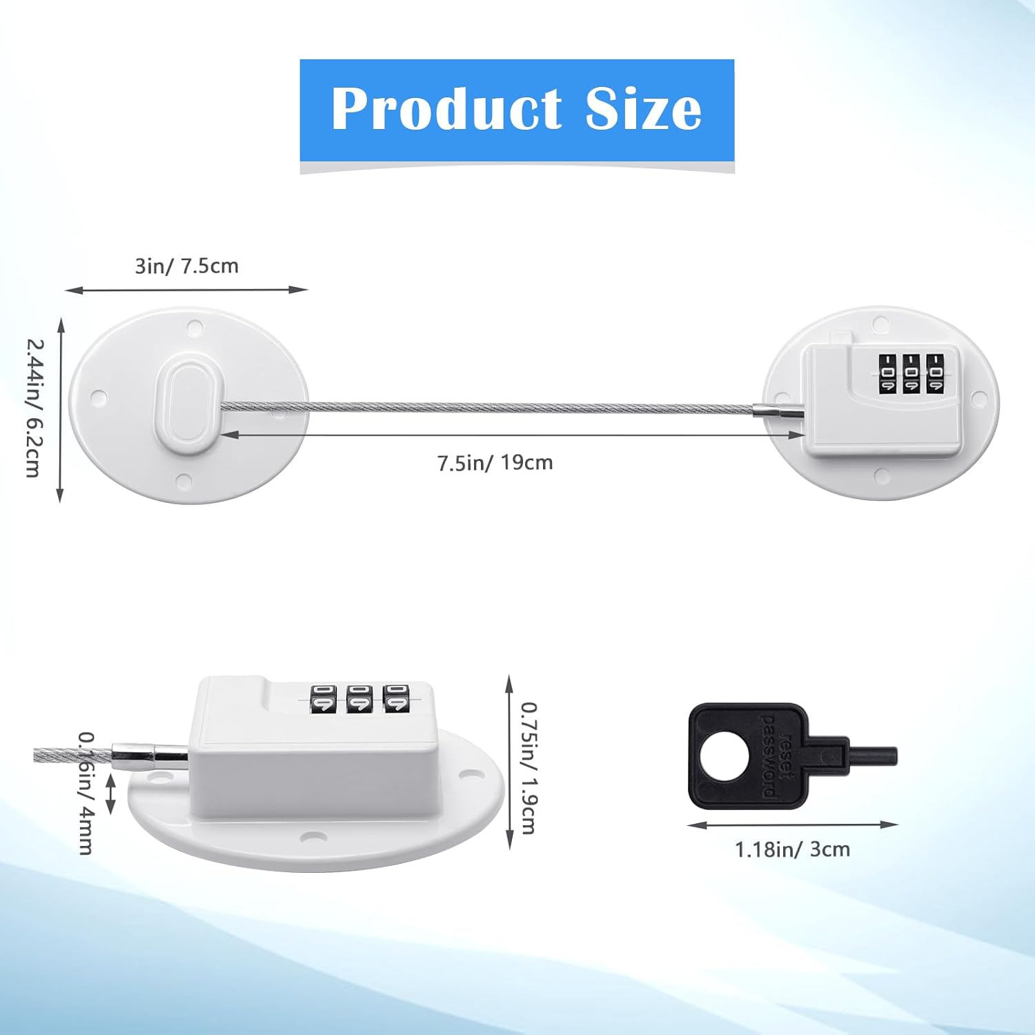 4PCS Refrigerator Locks Combination, Drill-Free Refrigerator Door Lock Fridge Lock Combination with Password, Mini Digital Refrigerator Lock for Freezer Door Lock (White)