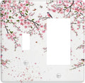 Decorative Outlet Covers Rustic Plum Blossom Pink Flowers 2 Gang Wall Plate Single Toggle 1 Rocker Light Switch Cover Switch Plate Covers Faceplate for Home Bedroom Decor