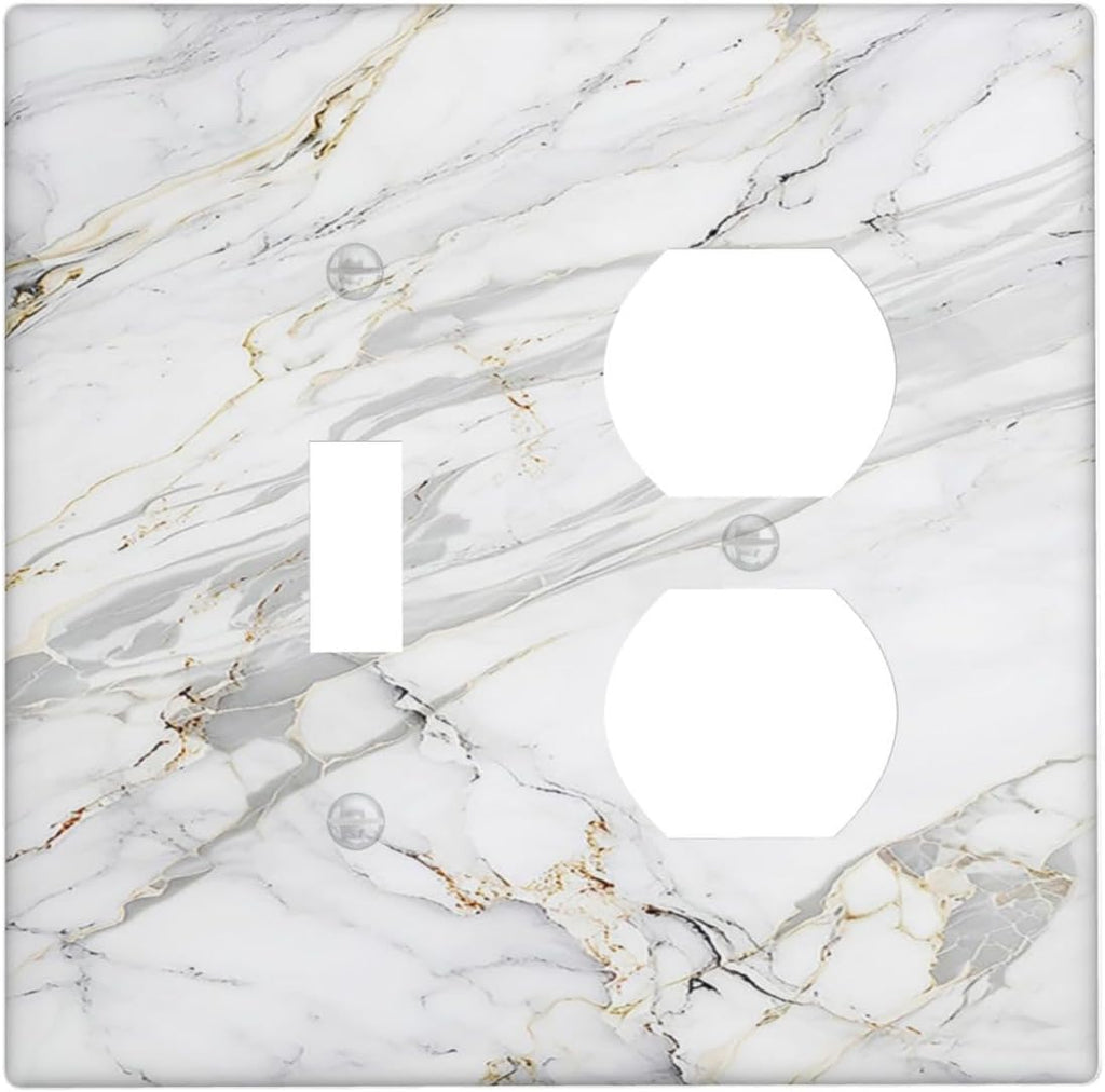 Outlet Covers Gray Gold Marble Abstract Modern Luxury 1 Toggle 1 Duplex Switch Plate Covers Electrical Light Switch Cover Plate Decorative Wall Plate Socket Cover for Bedroom Home Decor