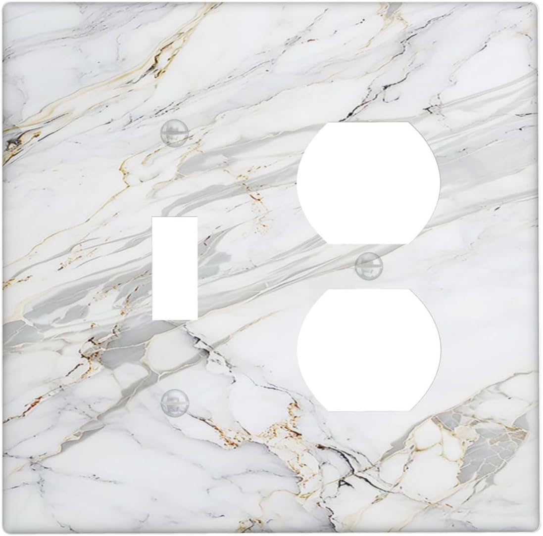 Outlet Covers Gray Gold Marble Abstract Modern Luxury 1 Toggle 1 Duplex Switch Plate Covers Electrical Light Switch Cover Plate Decorative Wall Plate Socket Cover for Bedroom Home Decor