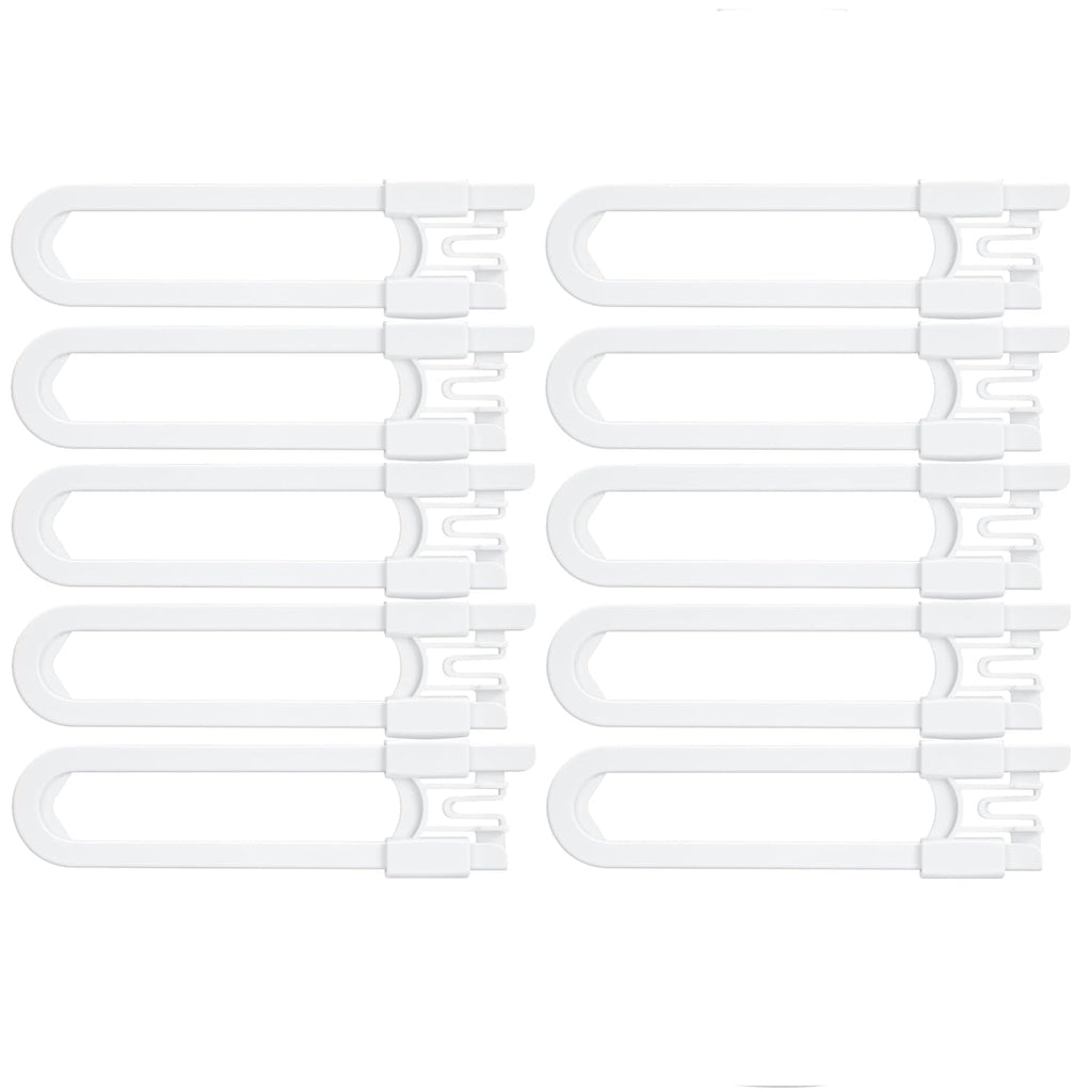Vmaisi 10 Pack Baby Sliding Cabinet Locks - Adjustable U Shaped Child Safety Locks,Childproof Latches for Kitchen Bathroom Storage Cupboards Doors, Handles and Knobs White (10)