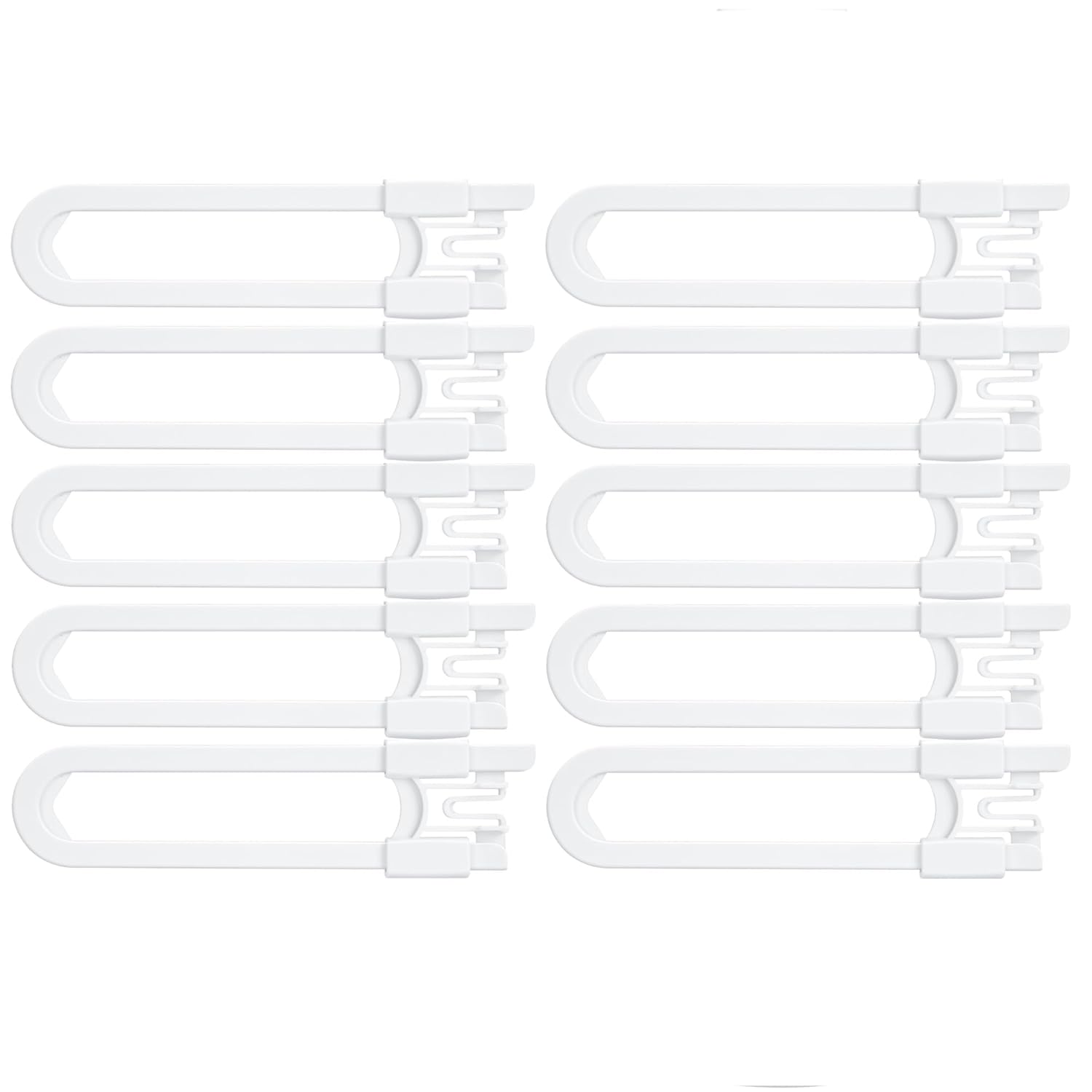 Vmaisi 10 Pack Baby Sliding Cabinet Locks - Adjustable U Shaped Child Safety Locks,Childproof Latches for Kitchen Bathroom Storage Cupboards Doors, Handles and Knobs White (10)