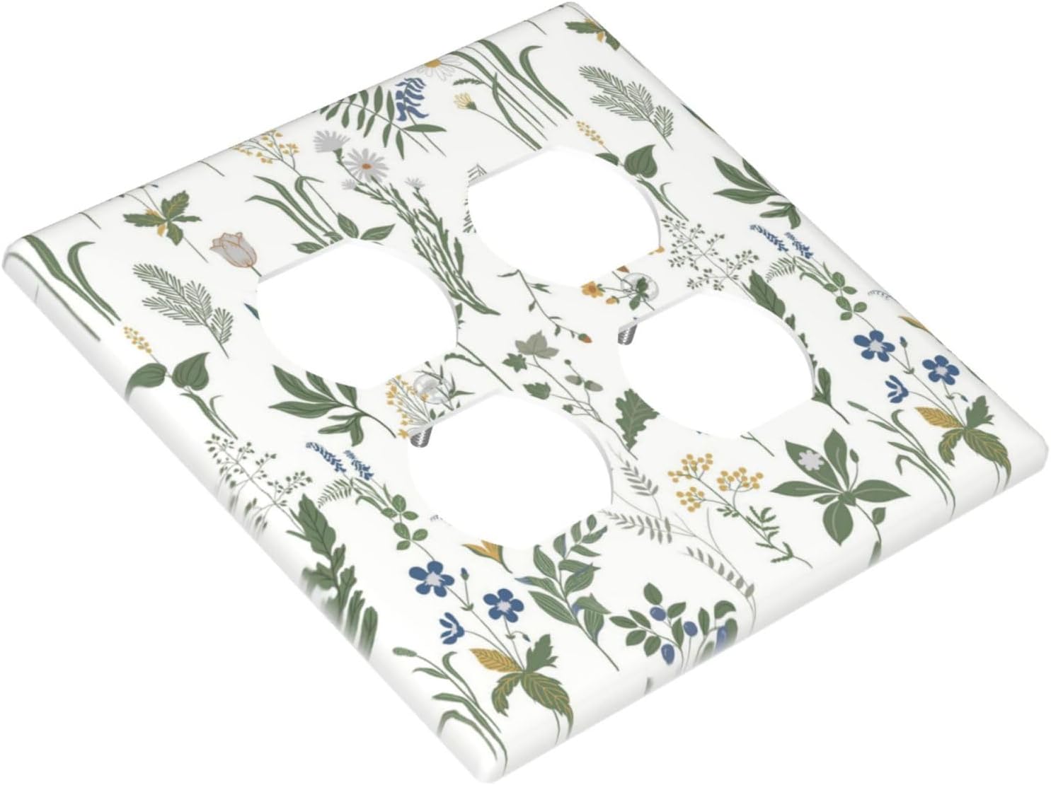 Outlet Covers Floral Green Leaf Plant Flowes 2 Gang Double Duplex Decorative Light Switch Covers Electrical Wallplates Socket Faceplate For Bed Room Farmhouse Decor
