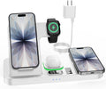 Dual Phone Wireless Charging Station for Apple Devices, Magnetic Charging Station for iPhone with Auto Switch 7-Color Light&Clock, Family Watch Charger for iPhone17 for iWatch11 for AirPods Pro3(Cream