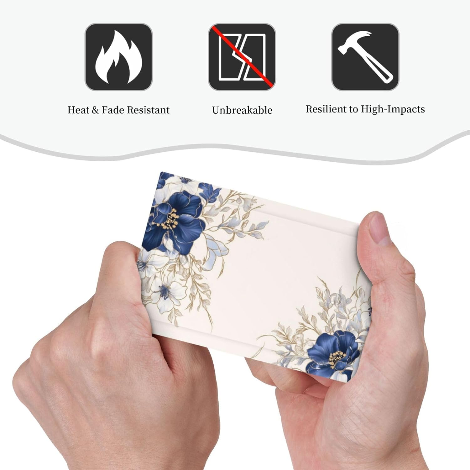 Decorative Light Switch Cover Plate Rustic Blue Beige Flower Peony Floral 1 Gang No Device Single Blank Outlet Covers Wall Plates for Electrical Outlets Faceplate for Bedroom Home Decor