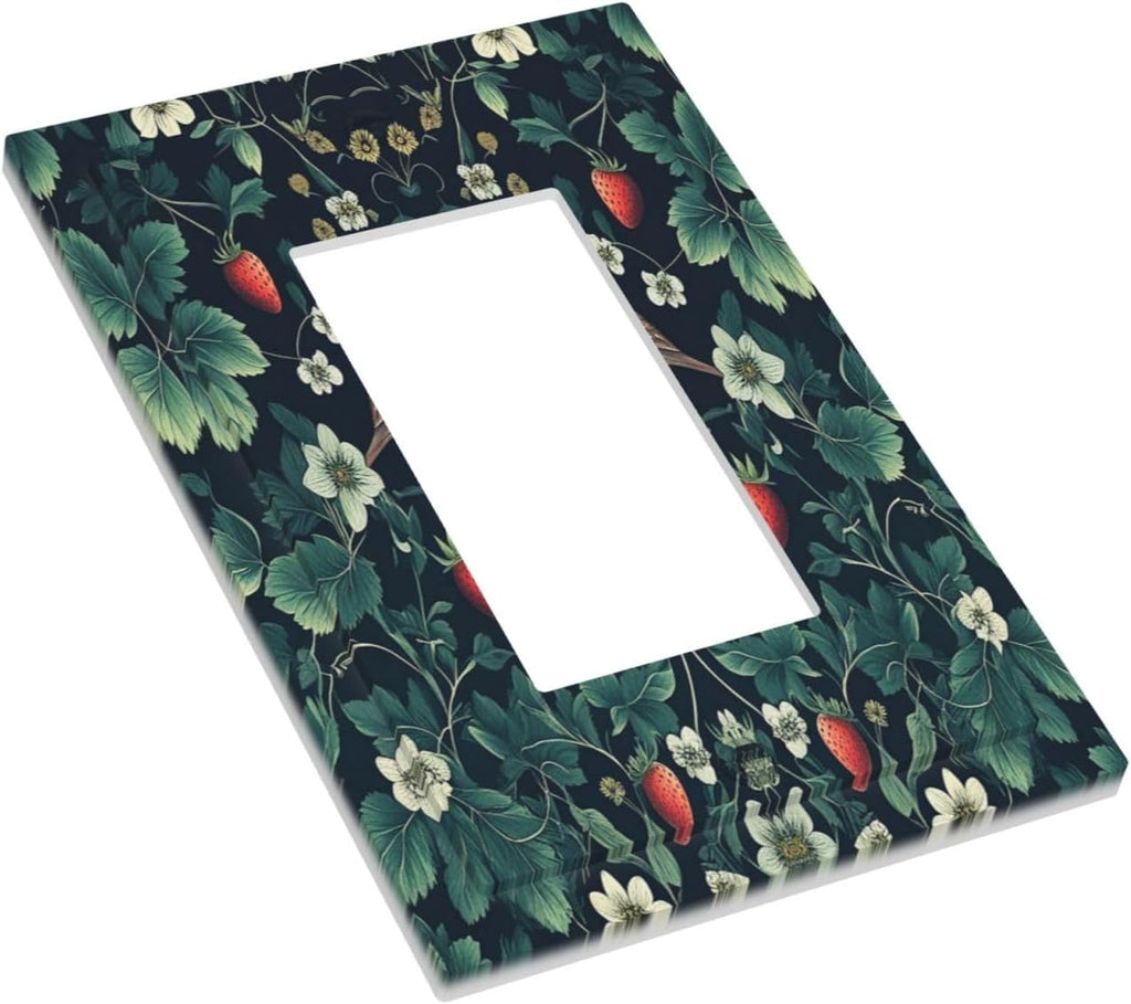 Decorative Outlet Covers Strawberry Birds Flowers Plant Morris Floral 1 Gang Single Rocker Light Switch Cover Plate Wall Plates GFCI Faceplate for Bedroom Farmhouse Decor