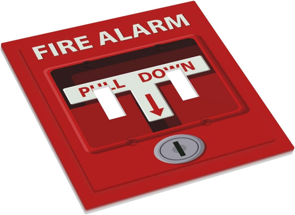 Decorative Light Switch Plate Covers Red Fire Alarm Novelty 2 Gang Wall Plate Double Toggle Switch Cover Plate Electric Dual Device Electrical Faceplate for Bedroom Office Bathroom Decor