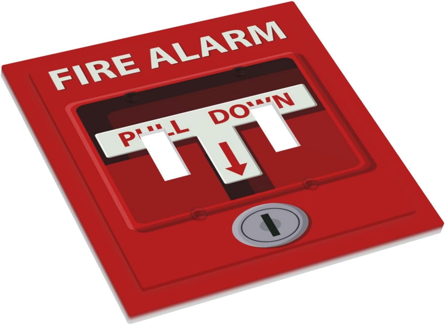 Decorative Light Switch Plate Covers Red Fire Alarm Novelty 2 Gang Wall Plate Double Toggle Switch Cover Plate Electric Dual Device Electrical Faceplate for Bedroom Office Bathroom Decor