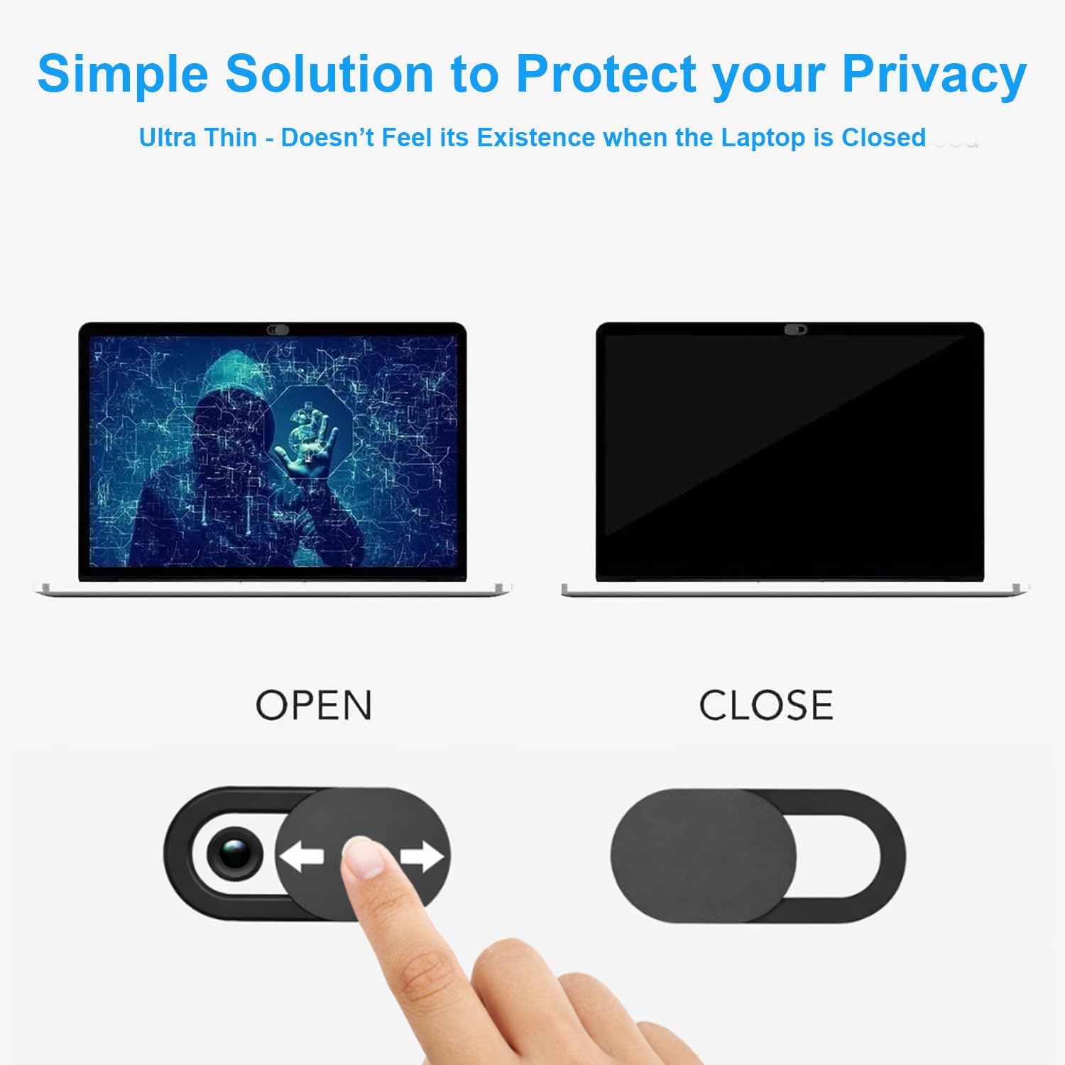9 Pack(3 Large + 3 Medium + 3 Small) 0.03 inch Ultra Thin Webcam Cover Slide Camera Blocker Protect Your Privacy Security for MacBook Air, Laptop, iPad, iMac, PC, iPhone