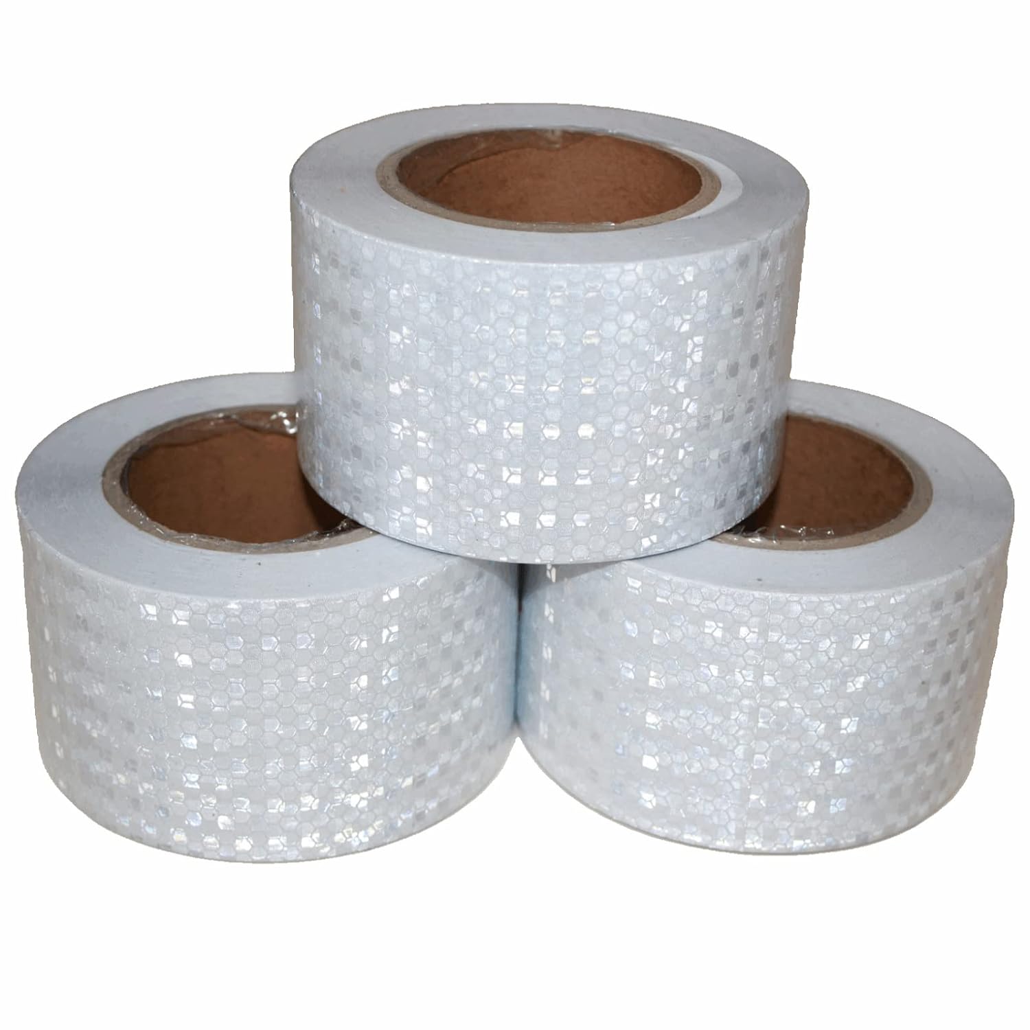 White Reflective Tape Outdoor Waterproof 3 inch Wide, High Visibility Warning Industrial Marking Tape,Safety Stickers (68 feet,3 Rolls)