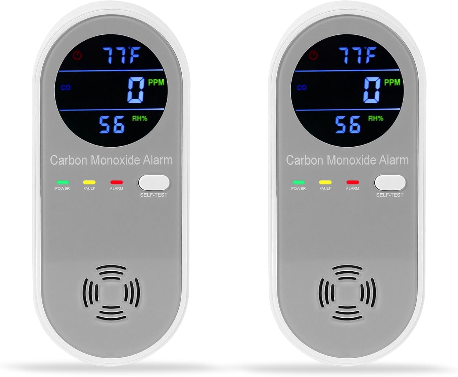 2 Packs Carbon Monoxide Detectors, Plug in Carbon Monoxide Alarm, 3-in-1 Real-time Digital Display Fahrenheit(°F) & Humidity, Co Detector Monitor for Home,RV,Apartment