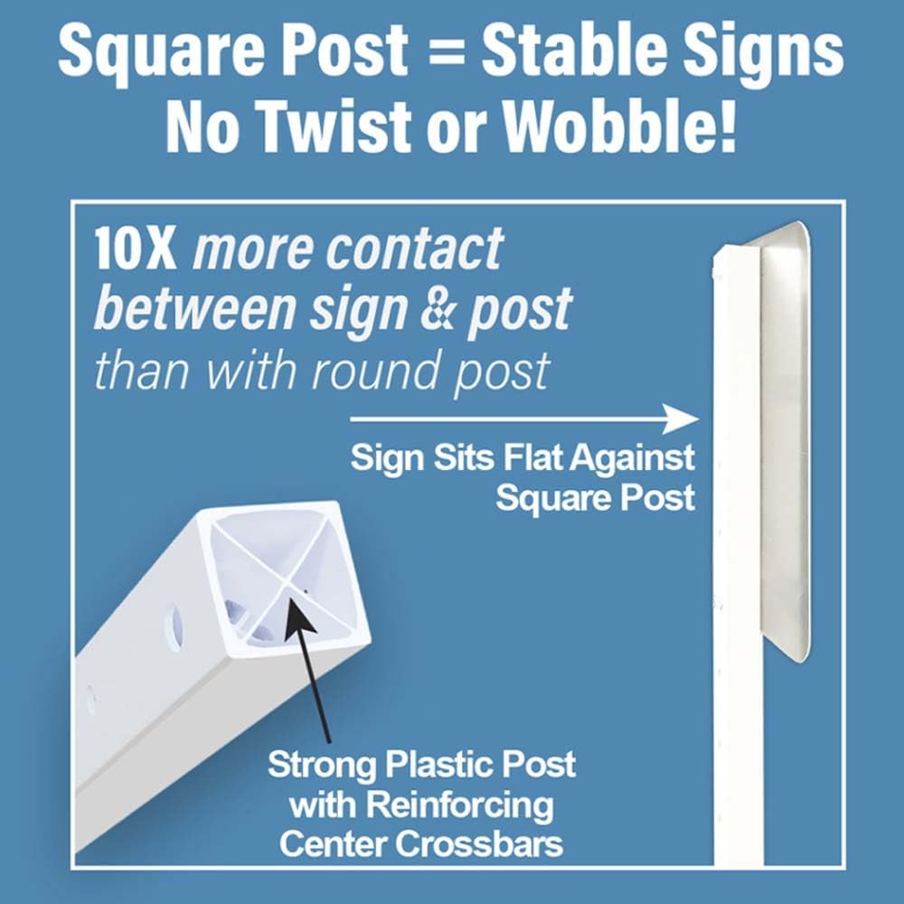Plasticade Power Post Plastic Sign Post for Parking, Traffic and Property Signs, Reinforced, Lightweight Square Post for Durability and Wind Resistance, 60" x 1.75", 3.25 lbs., Black, Base Not Included