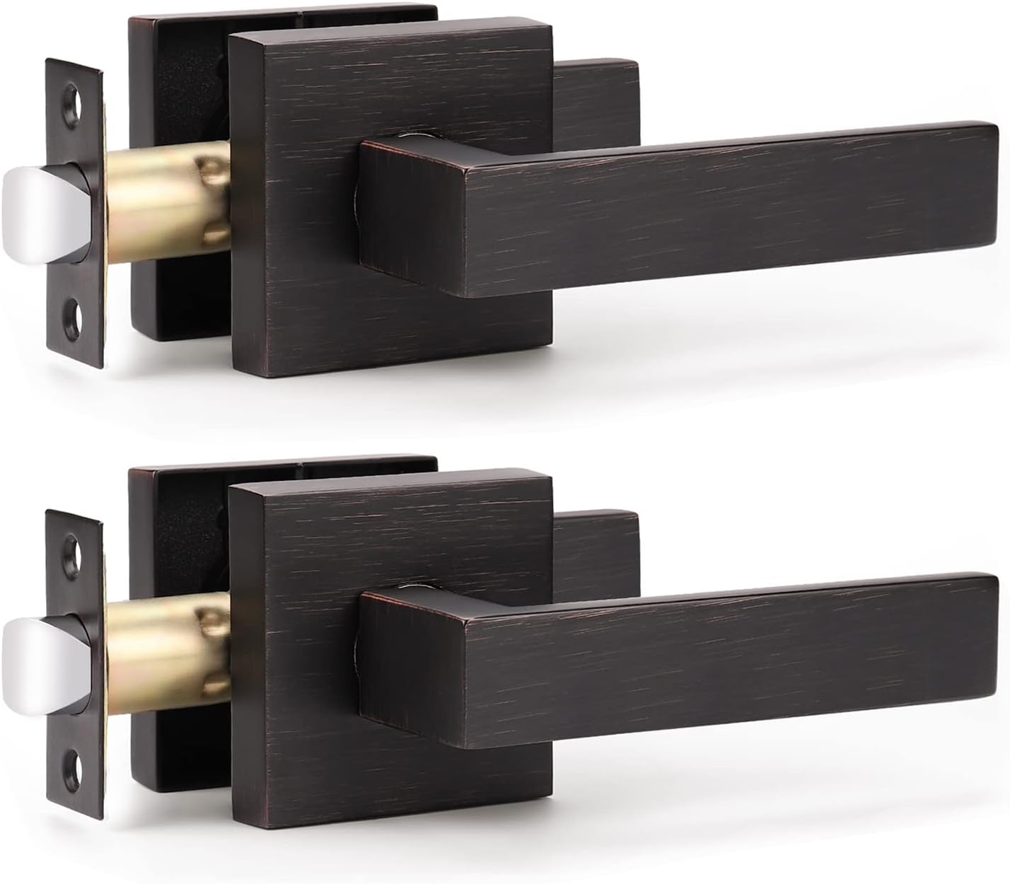 KNOBWELL Premium Oil Rubbed Bronze Closet Door Handles Passage Function Heavy Duty Lever, Door Handle for Left or Right Handing, Interior Door Lever 2 Pack 2.07 lb One Lever