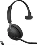 Jabra Evolve2 65 UC Wireless Headset with Link380a, Mono, Black – Wireless Bluetooth Headset for Calls and Music, 37 Hours of Battery Life, Passive Noise Cancelling Headphones