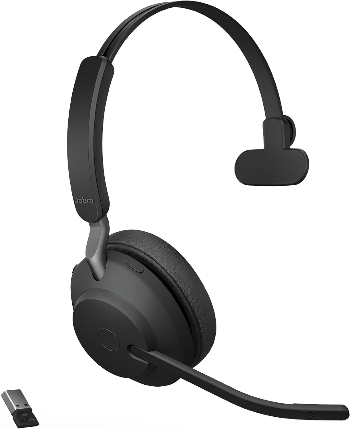 Jabra Evolve2 65 UC Wireless Headset with Link380a, Mono, Black – Wireless Bluetooth Headset for Calls and Music, 37 Hours of Battery Life, Passive Noise Cancelling Headphones