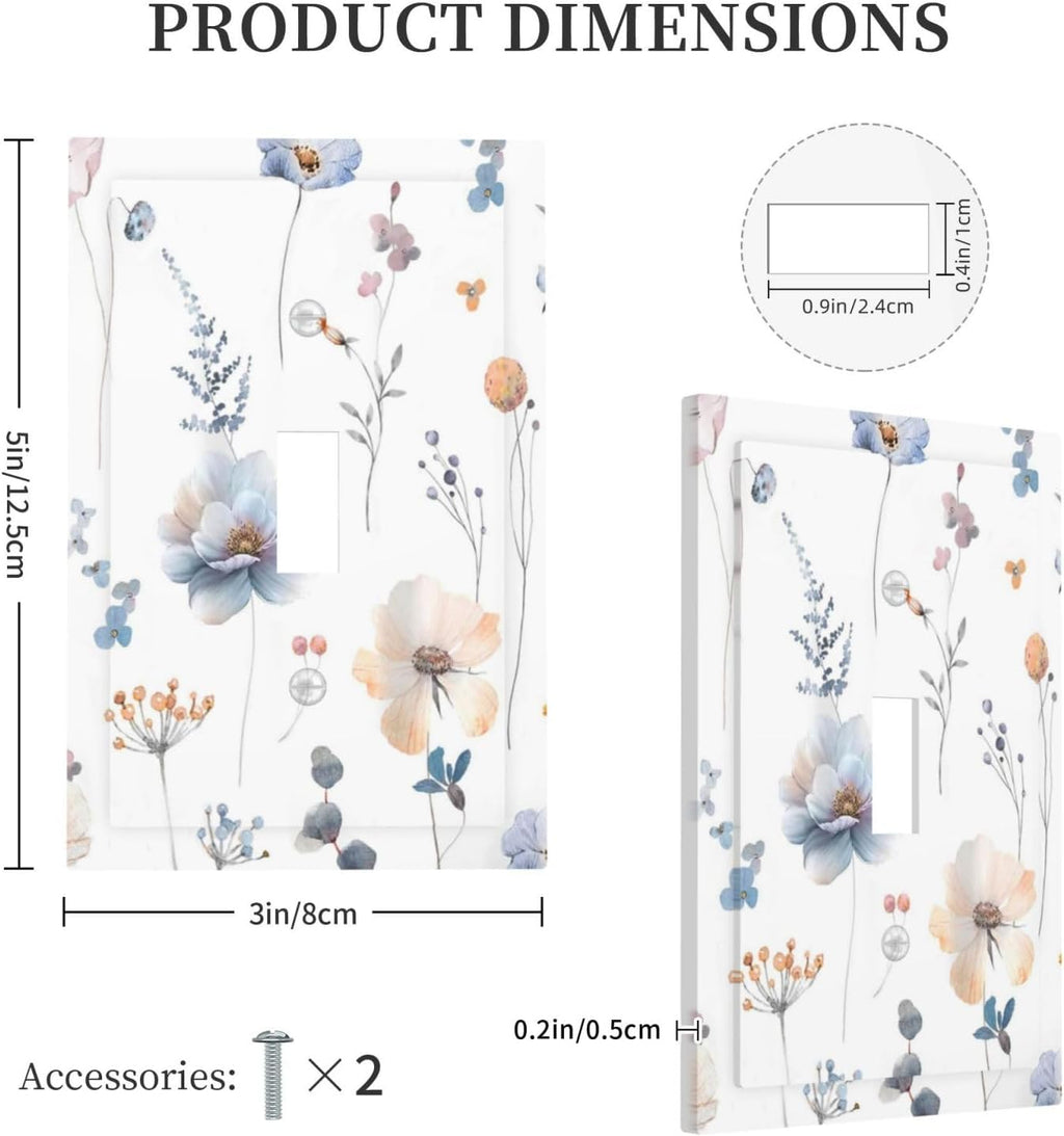 Wildflowers Plant Leaves Floral Berry Decorative Light Switch Cover 1 Gang Single Toggle Device Electrical Faceplate Switchplates Decorator Outlet Wall Plate for Bed Room Living Room Decor