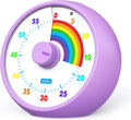 Visual Timer for Kids, 60-Minute Countdown for Classroom Office Kitchen, Desk Timer Kids Time Management Tools with Silent Operation, Pomodoro Timer Rainbow Pattern Purple