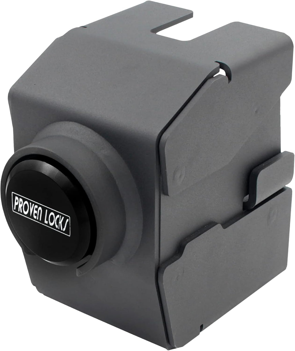 Proven Industries Model 2178-A Trailer Lock, Fits 2-Inch Yoke-Latch Trailer Couplers, Secures Safety Chains, Made in The USA, (Black)