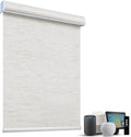 SmartWings Motorized Light Filtering Shades, 70% Blackout, Custom Size, Rechargeable Battery, Works with Matter/Apple HomeKit, Alexa, Thread/Zigbee, Remote Optional, 70% Linen White