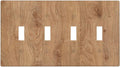 Light Switch Covers Vintage Rustic Wood Color Brown Wood Grain Quad Toggle 4 Gang Wall Plate Electrical Faceplate Decorative Switch Plates for Farmhouse Cabin Decor
